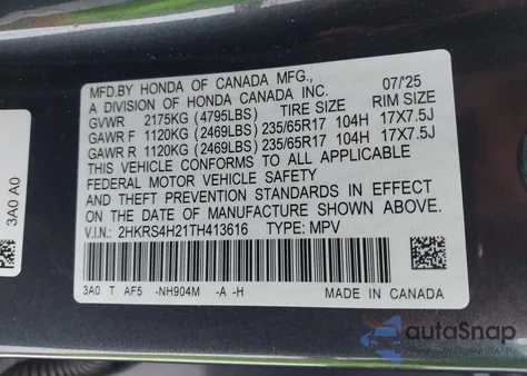 2026 Honda Cr-V Lx Awd z USA, uszkodzony, nr VIN 2HKRS4H21TH413616